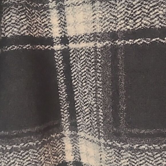 Gap Puff Sleeve Cropped Wool Shirt Jacket Black White Plaid Size L - Picture 10 of 15